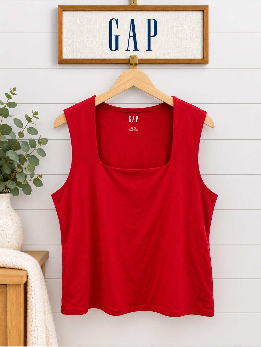 GAP | Red Square Neck Tank Top | Size XL | NWT